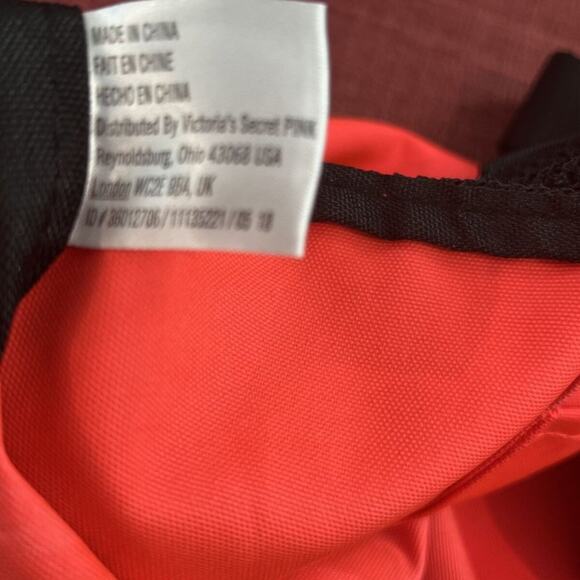 Victorias Secret PINK Tote Bag/Pool Bag Bright Orange Black Mesh Dual Handle - Picture 9 of 12
